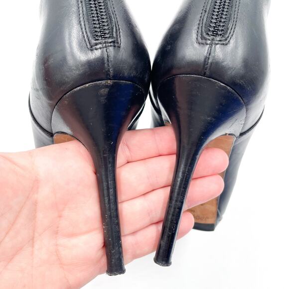 Jimmy Choo Ankle Booties Black Leather Stiletto Heels Boots Sz 37.5 / 7.5 - Picture 8 of 12